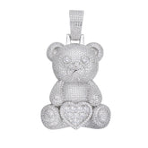Teddy Bear 60mm Moissanite Pendant - 925 Sterling Silver